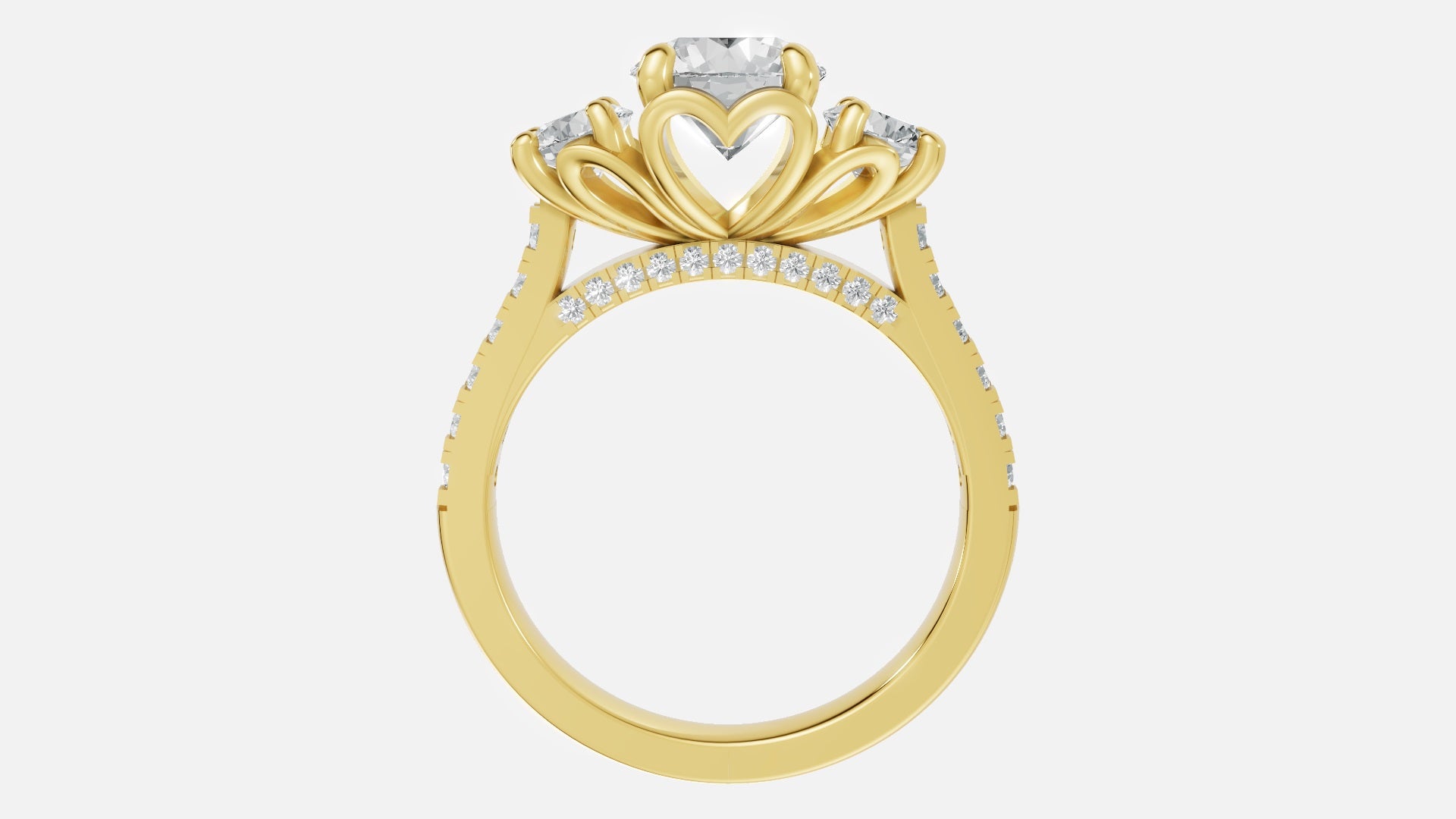18K Gold Diamond Engagement Ring VVS Lab-Grown Round Cut