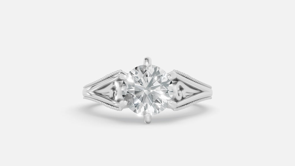 Sterling Silver Diamond Engagement Ring Round VVS CVD