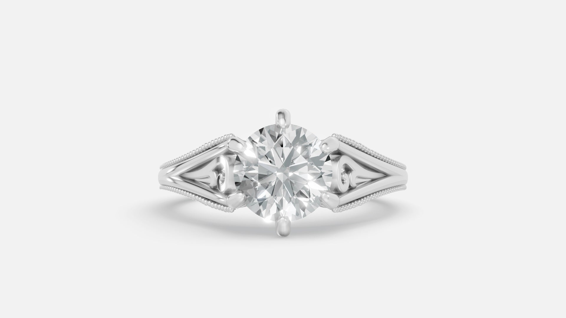 Sterling Silver Diamond Engagement Ring Round VVS CVD