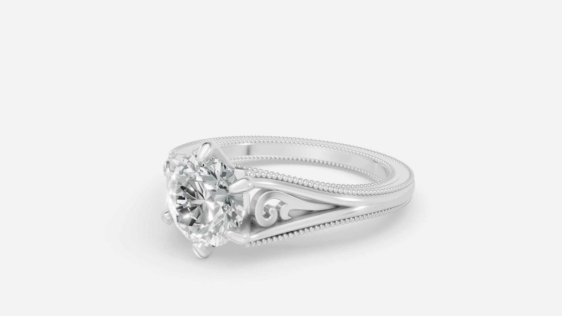 Sterling Silver Diamond Engagement Ring Round VVS CVD