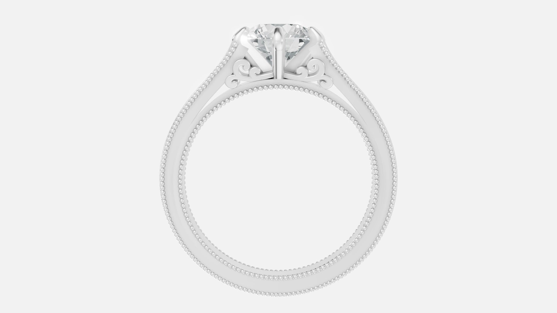 Sterling Silver Diamond Engagement Ring Round VVS CVD