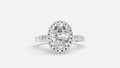 Sterling Silver Oval Halo Diamond Ring VVS CVD Modern Style