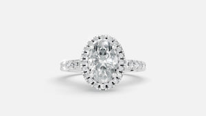 Sterling Silver Oval Halo Diamond Ring VVS CVD Modern Style