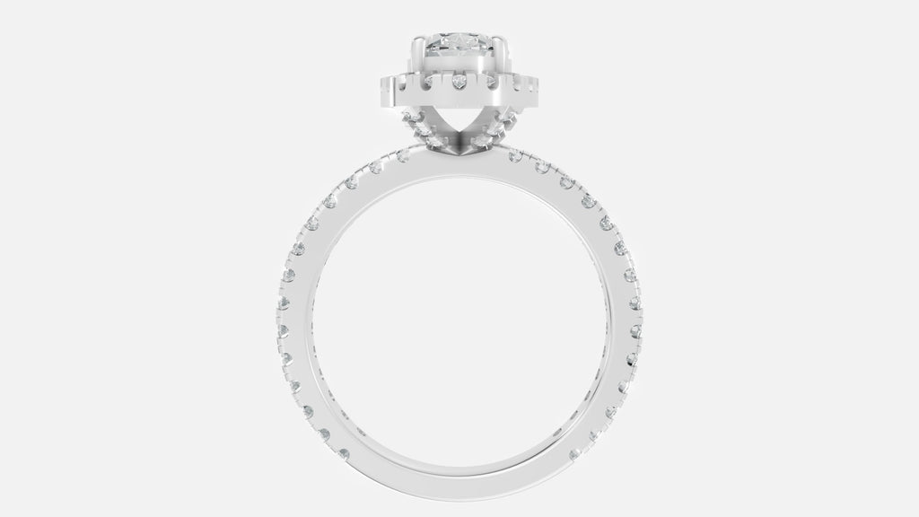 Sterling Silver Oval Halo Diamond Ring VVS CVD Modern Style