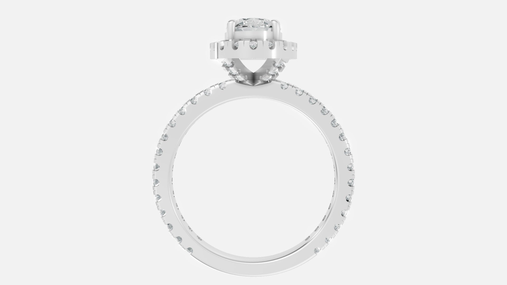 Sterling Silver Oval Halo Diamond Ring VVS CVD Modern Style