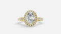 18K Gold Oval Halo Diamond Ring VVS CVD Elegant Design
