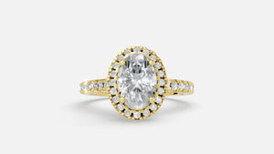 18K Gold Oval Halo Diamond Ring VVS CVD Elegant Design