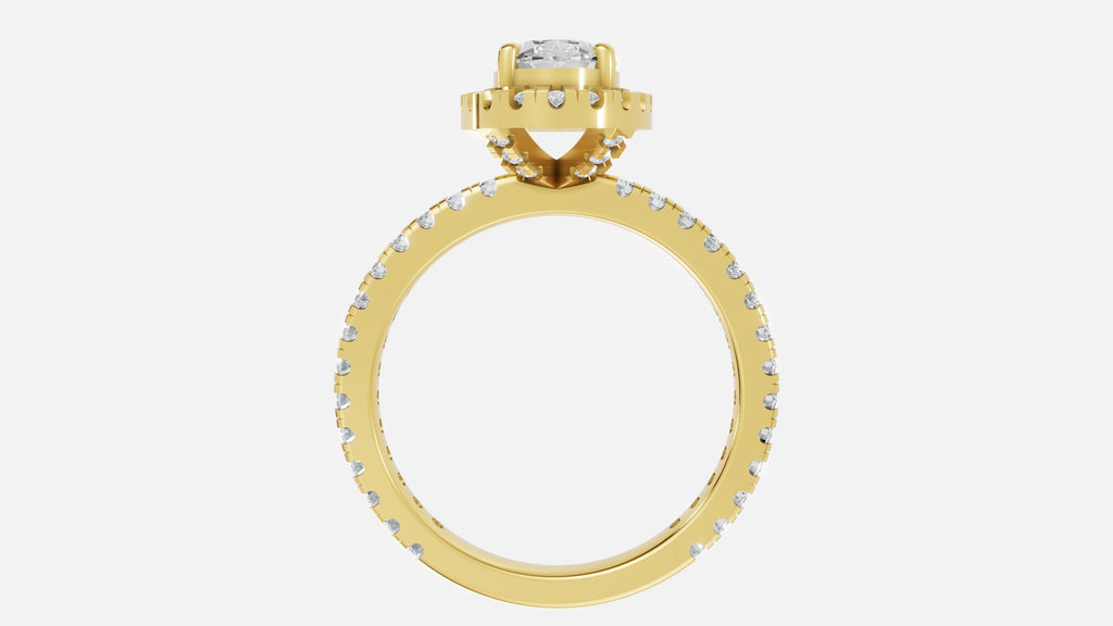18K Gold Oval Halo Diamond Ring VVS CVD Elegant Design