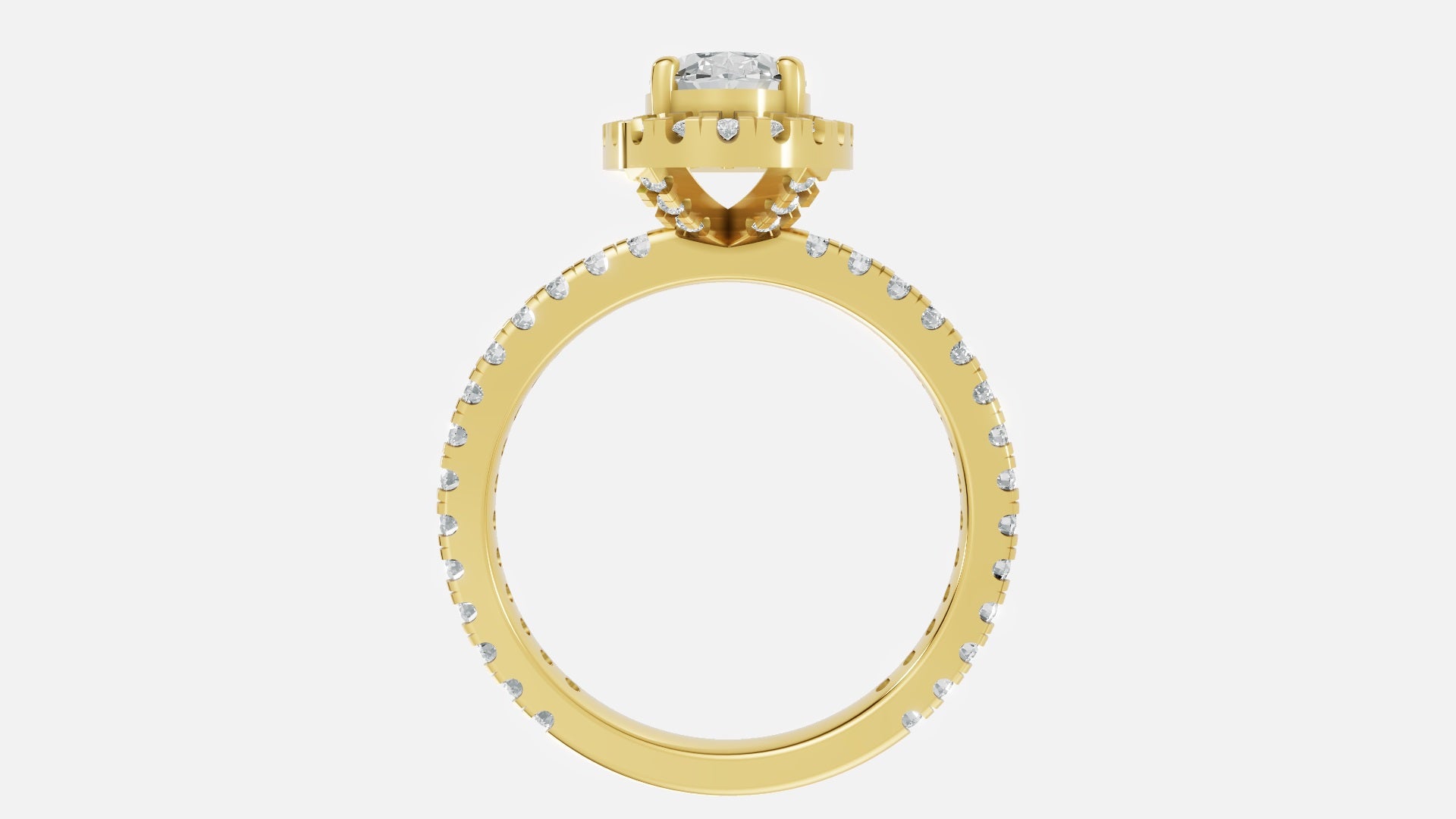 18K Gold Oval Halo Diamond Ring VVS CVD Elegant Design