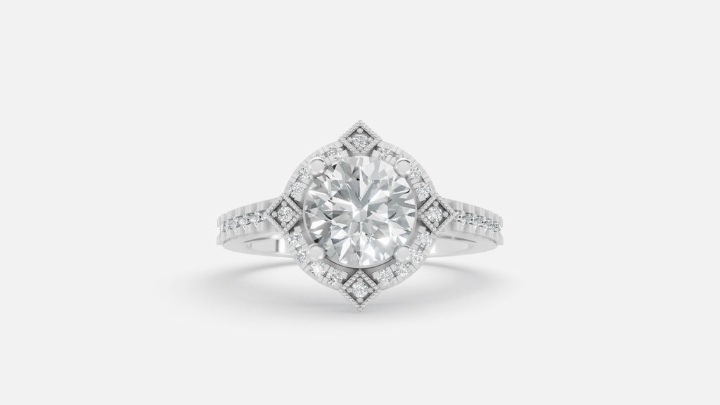 Sterling Silver CVD Diamond Engagement Ring VVS Clarity