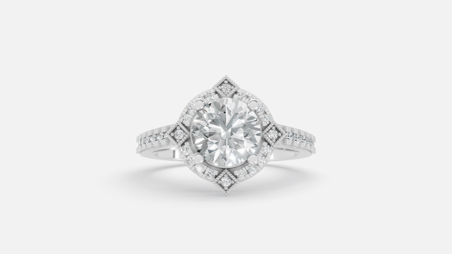 Sterling Silver CVD Diamond Engagement Ring VVS Clarity
