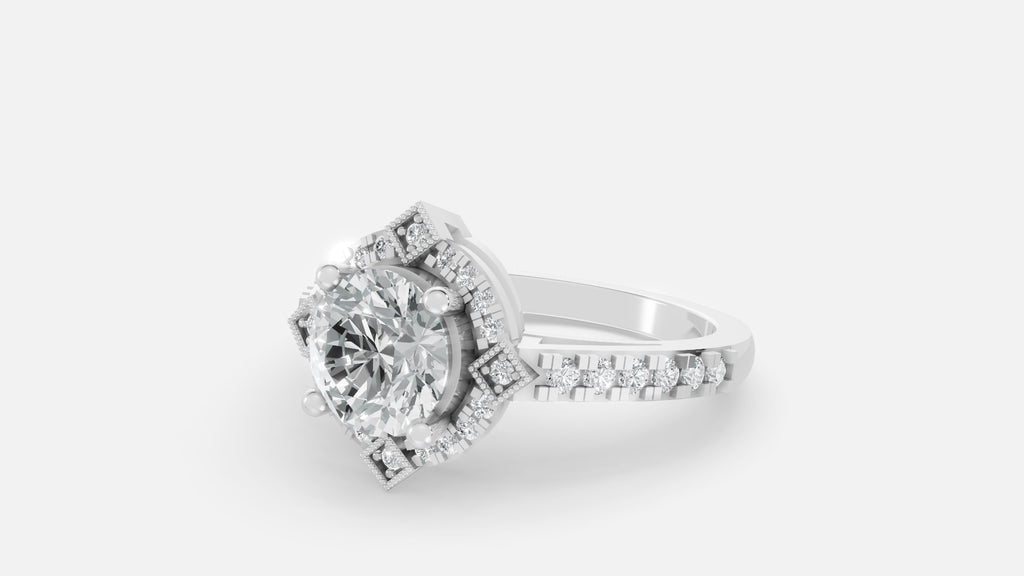 Sterling Silver CVD Diamond Engagement Ring VVS Clarity
