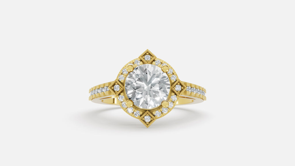 18K Gold CVD Diamond Engagement Ring VVS Clarity