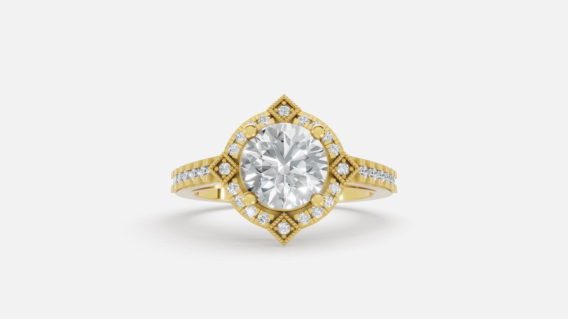 18K Gold CVD Diamond Engagement Ring VVS Clarity