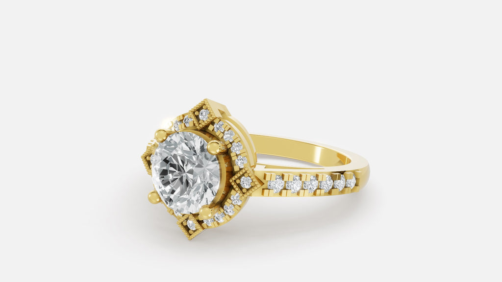 18K Gold CVD Diamond Engagement Ring VVS Clarity