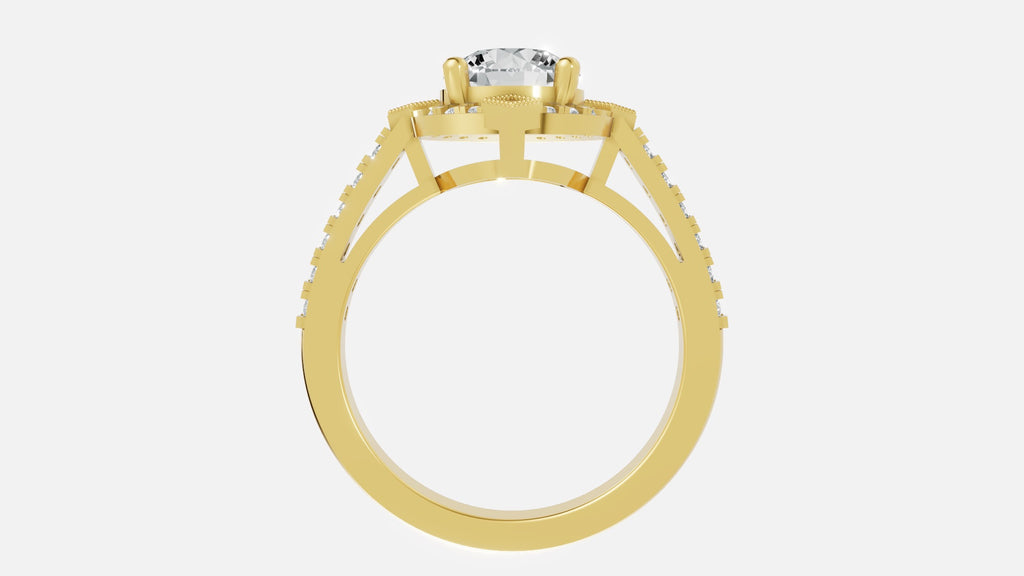 18K Gold CVD Diamond Engagement Ring VVS Clarity