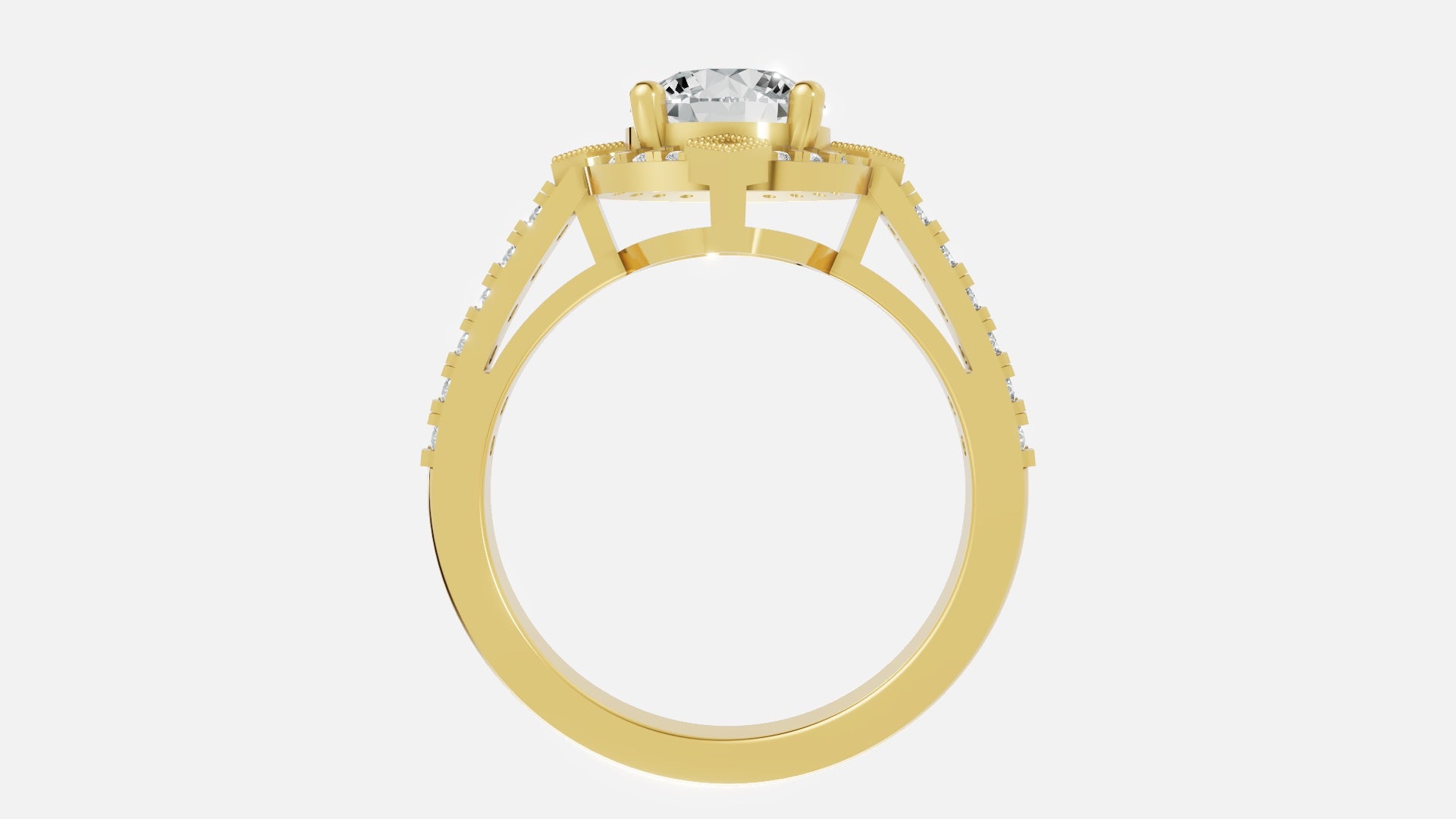 18K Gold CVD Diamond Engagement Ring VVS Clarity