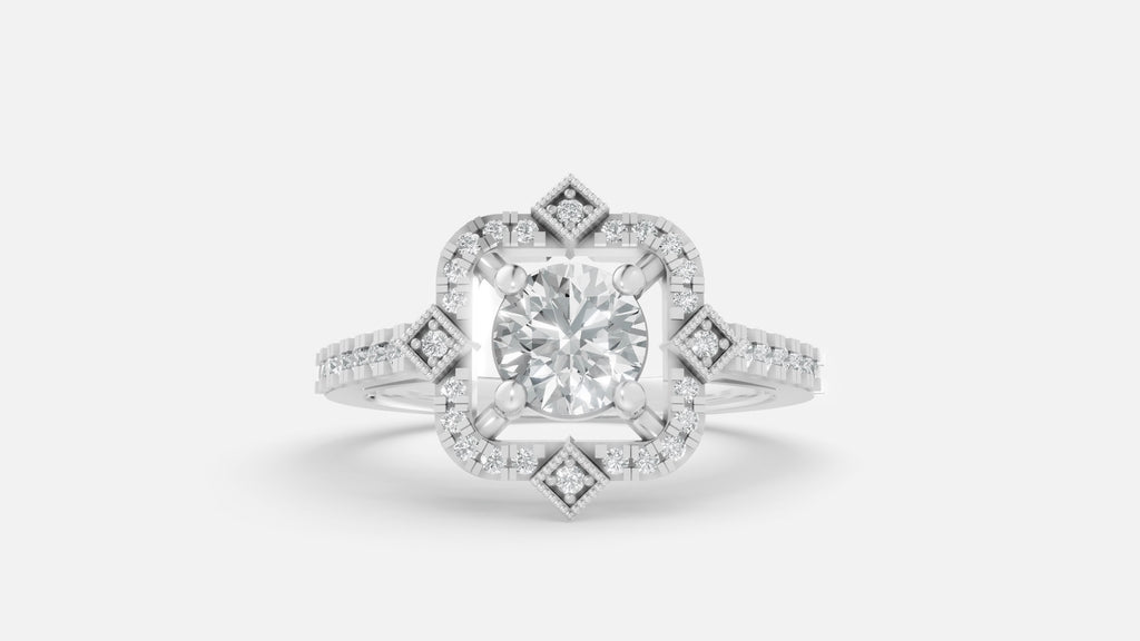 Silver CVD Diamond Engagement Ring VVS Clarity (0.73 Ct)