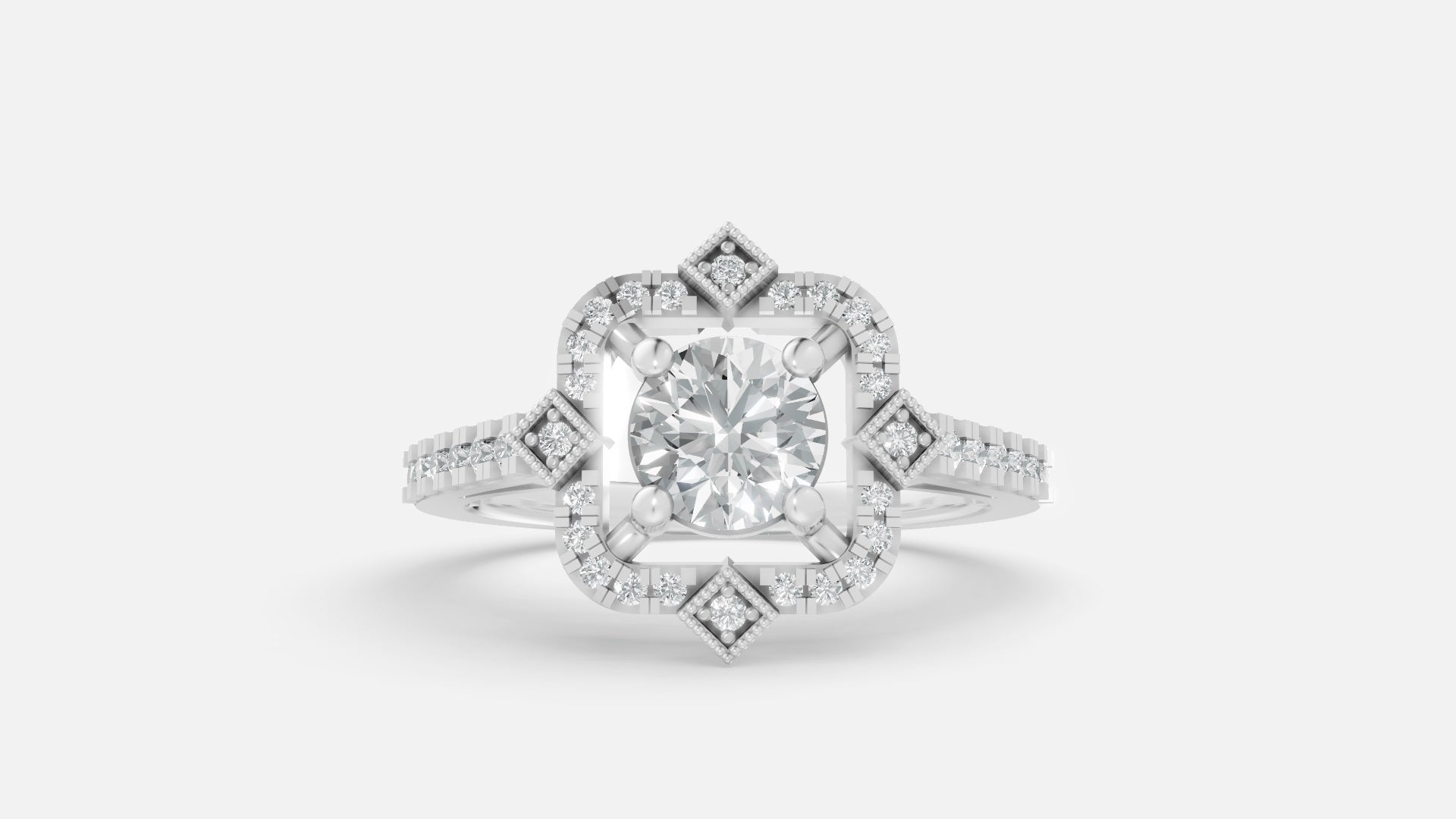 Silver CVD Diamond Engagement Ring VVS Clarity (0.73 Ct)