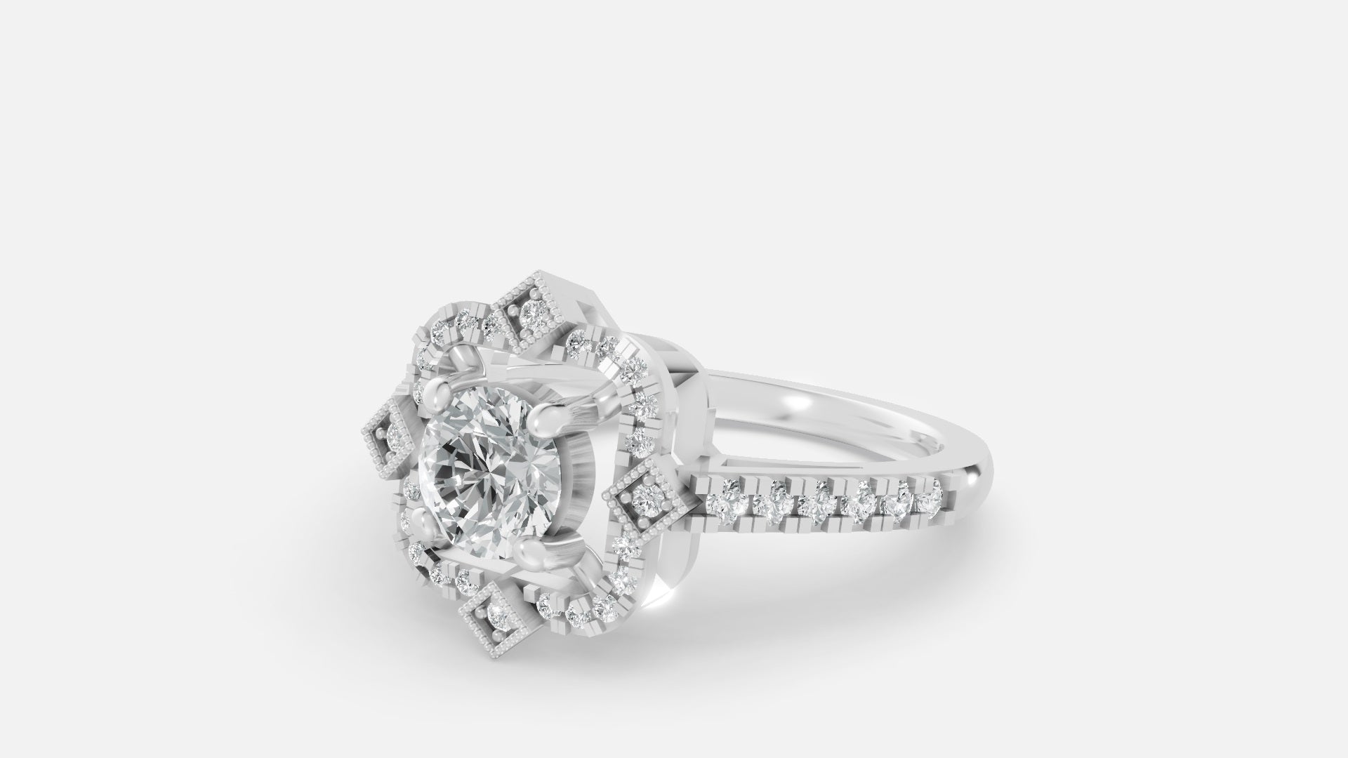 Silver CVD Diamond Engagement Ring VVS Clarity (0.73 Ct)