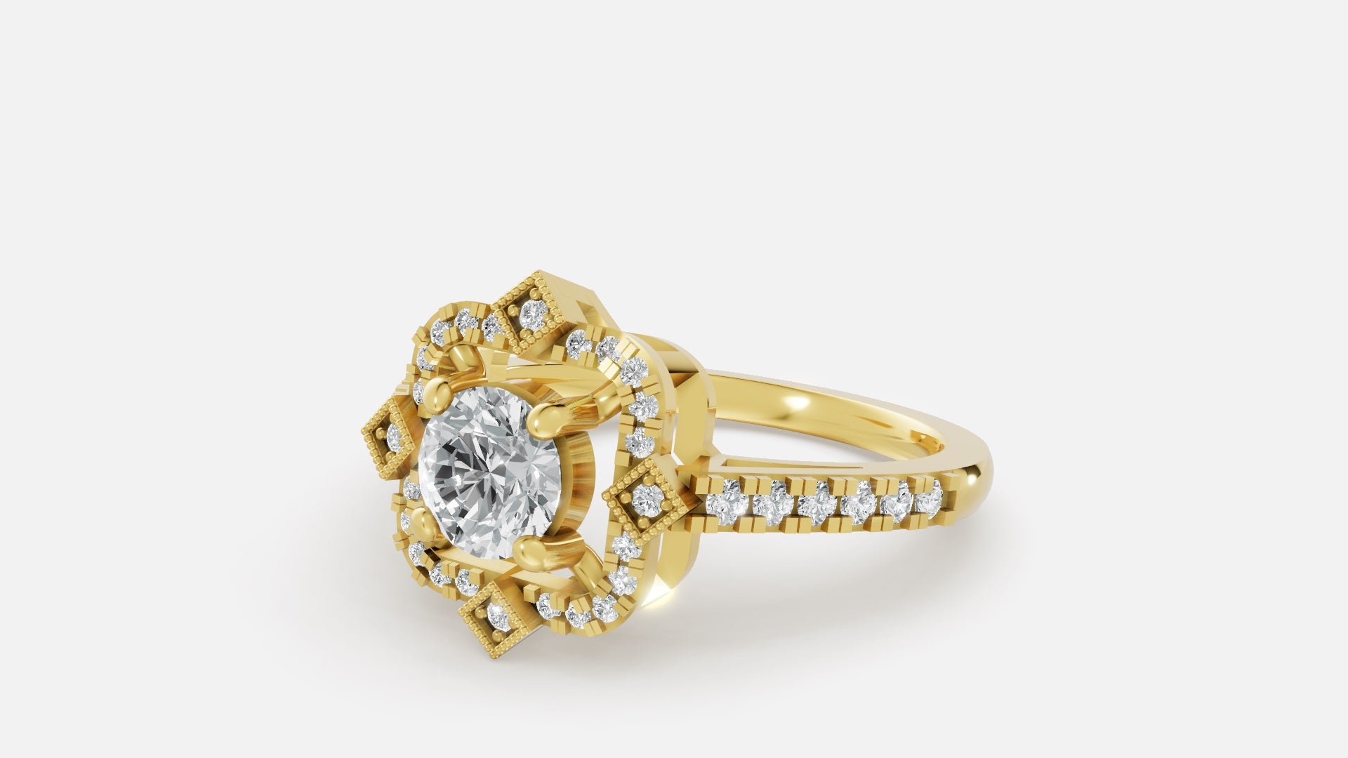 18K Gold CVD Diamond Engagement Ring VVS (0.73 Ct)