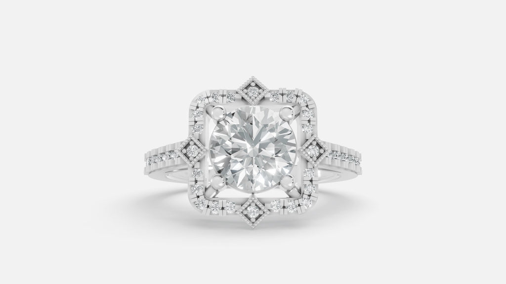 925 Silver Diamond Engagement Ring VVS CVD Elegant