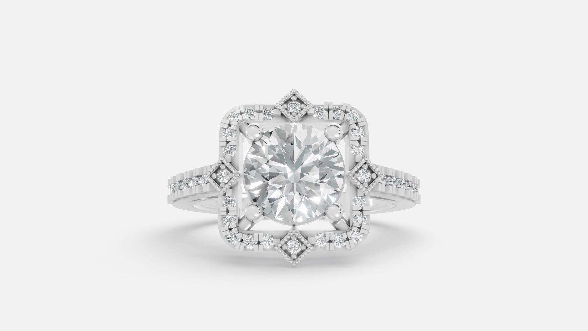 925 Silver Diamond Engagement Ring VVS CVD Elegant