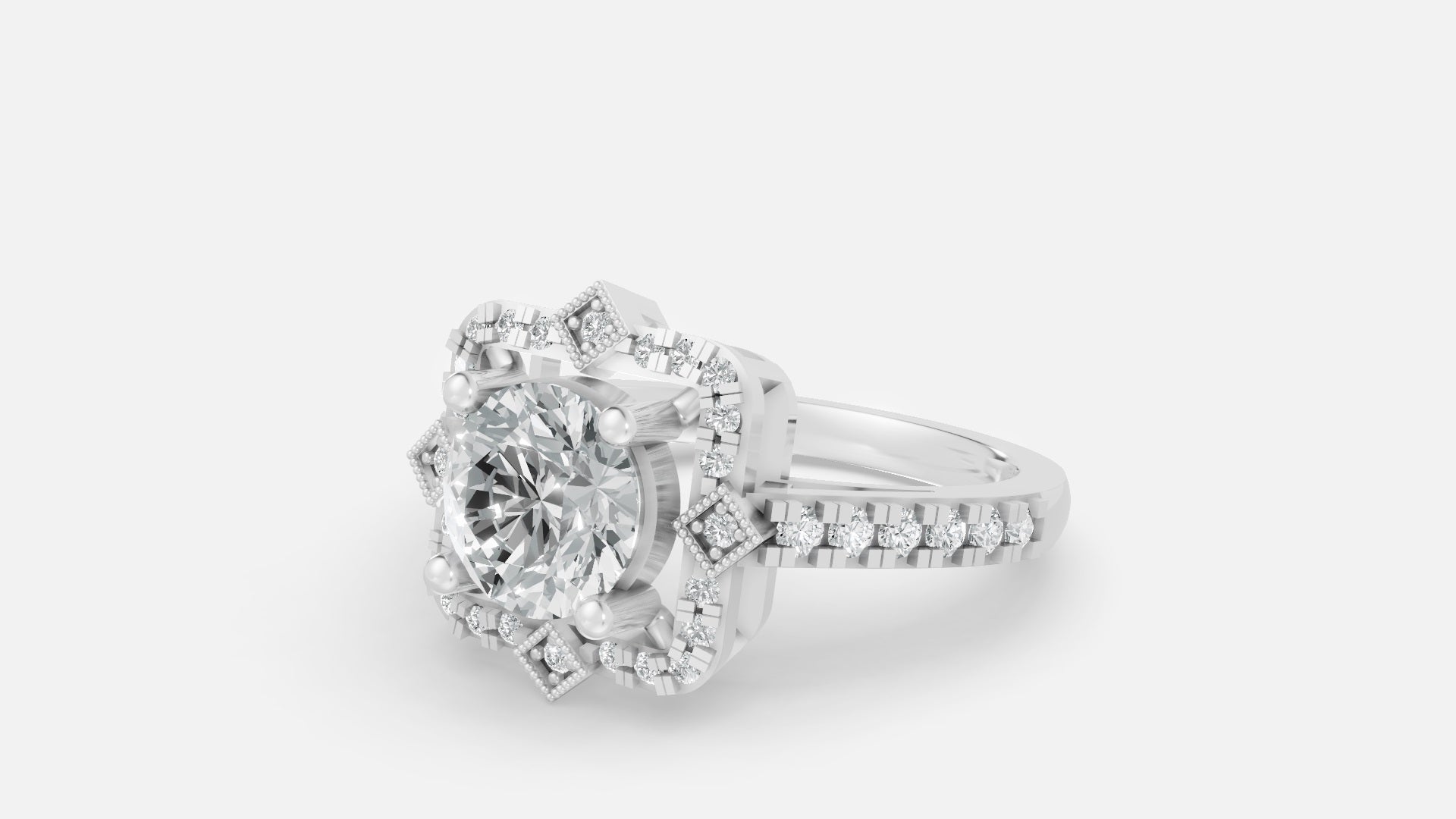 925 Silver Diamond Engagement Ring VVS CVD Elegant