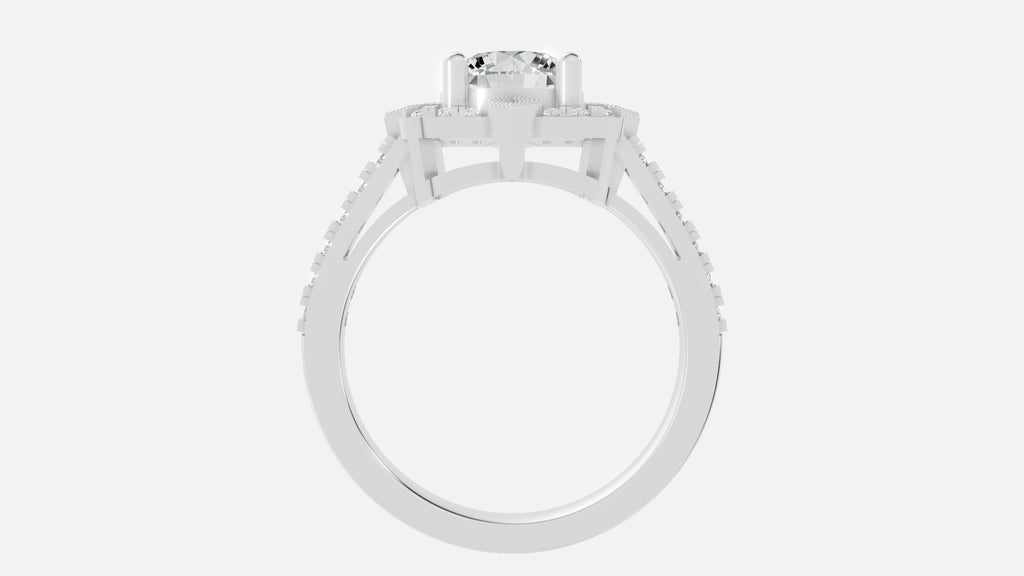 925 Silver Diamond Engagement Ring VVS CVD Elegant