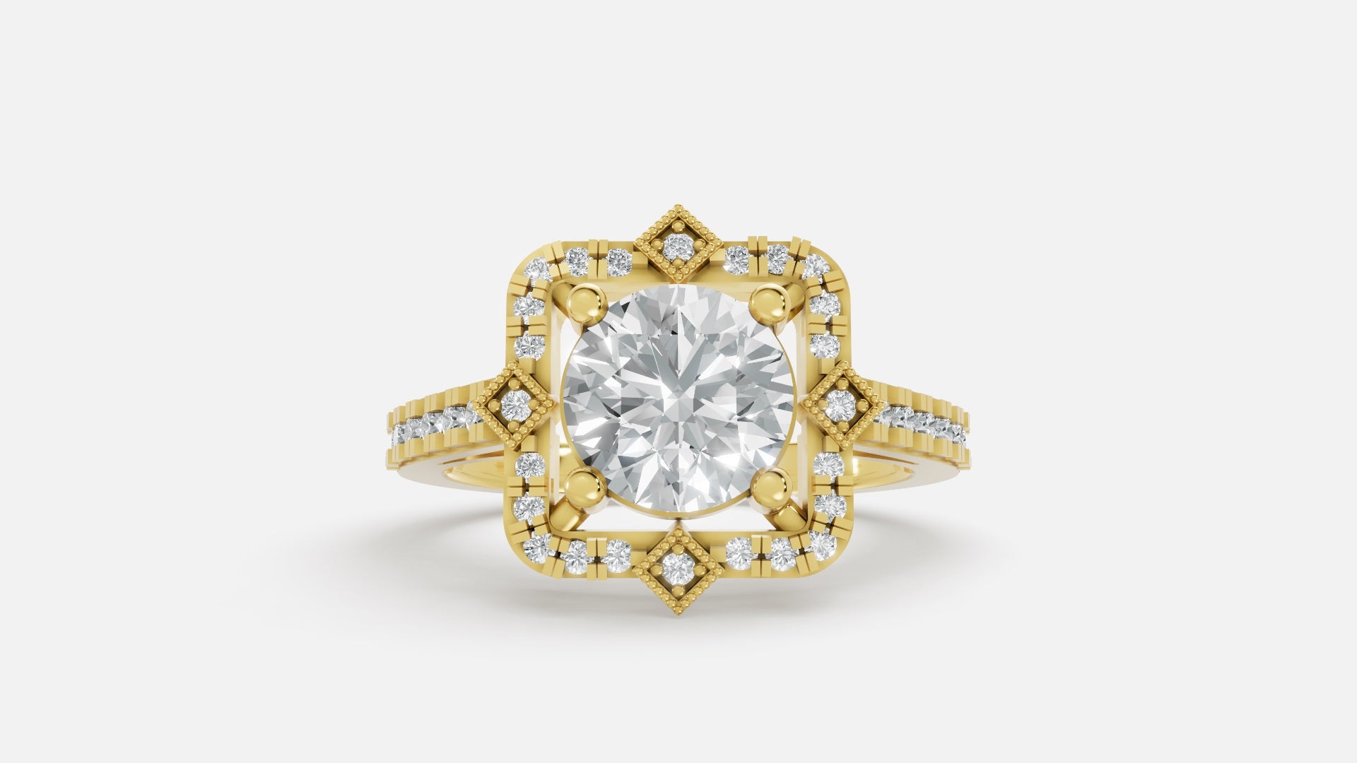 18K Gold Diamond Engagement Ring VVS CVD 3.96g