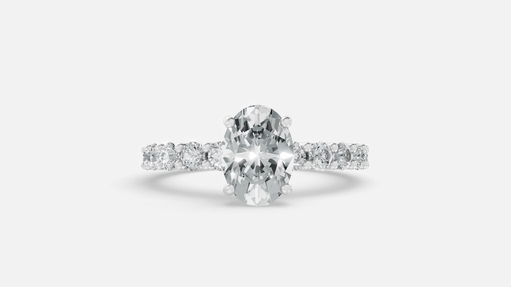 925 Silver Oval CVD Diamond Engagement Ring VVS