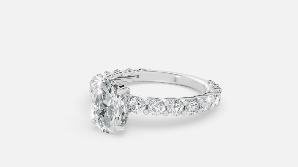 925 Silver Oval CVD Diamond Engagement Ring VVS