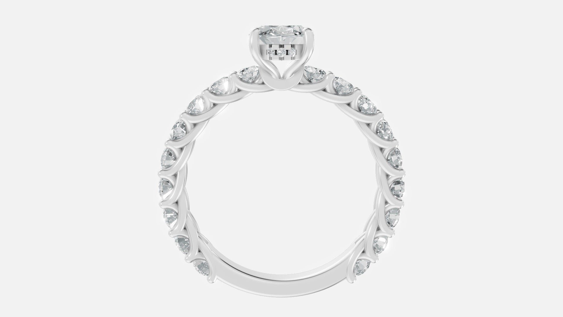 925 Silver Oval CVD Diamond Engagement Ring VVS