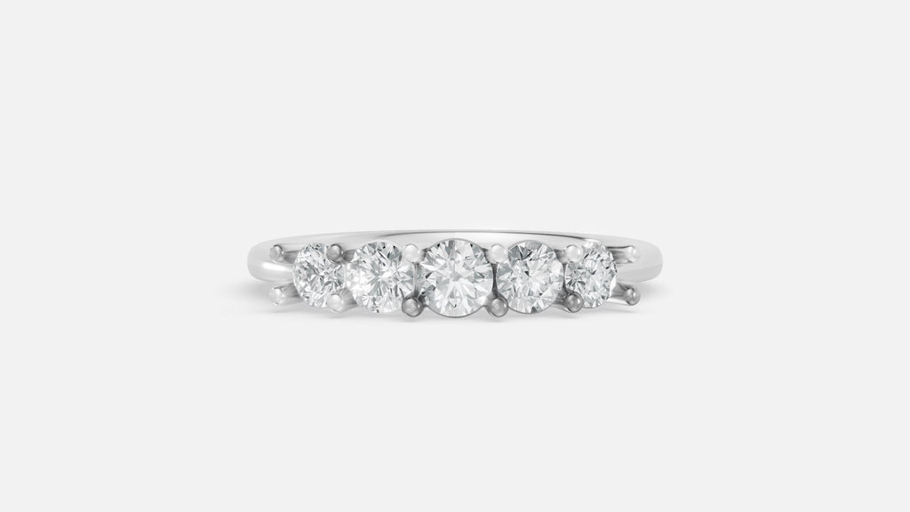 925 Silver 5-Stone Diamond Band Ring (0.51 Ct VVS)