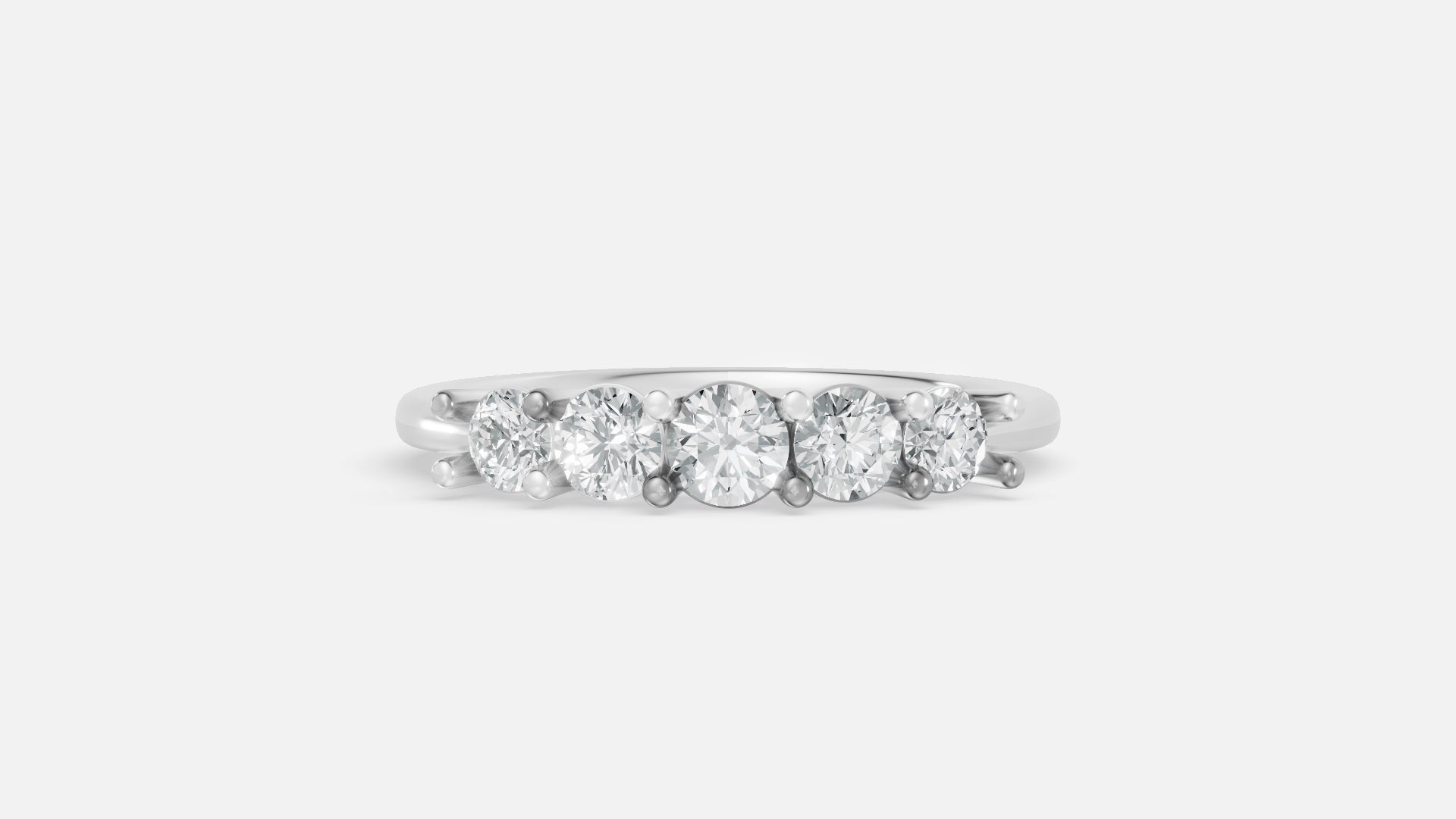 925 Silver 5-Stone Diamond Band Ring (0.51 Ct VVS)