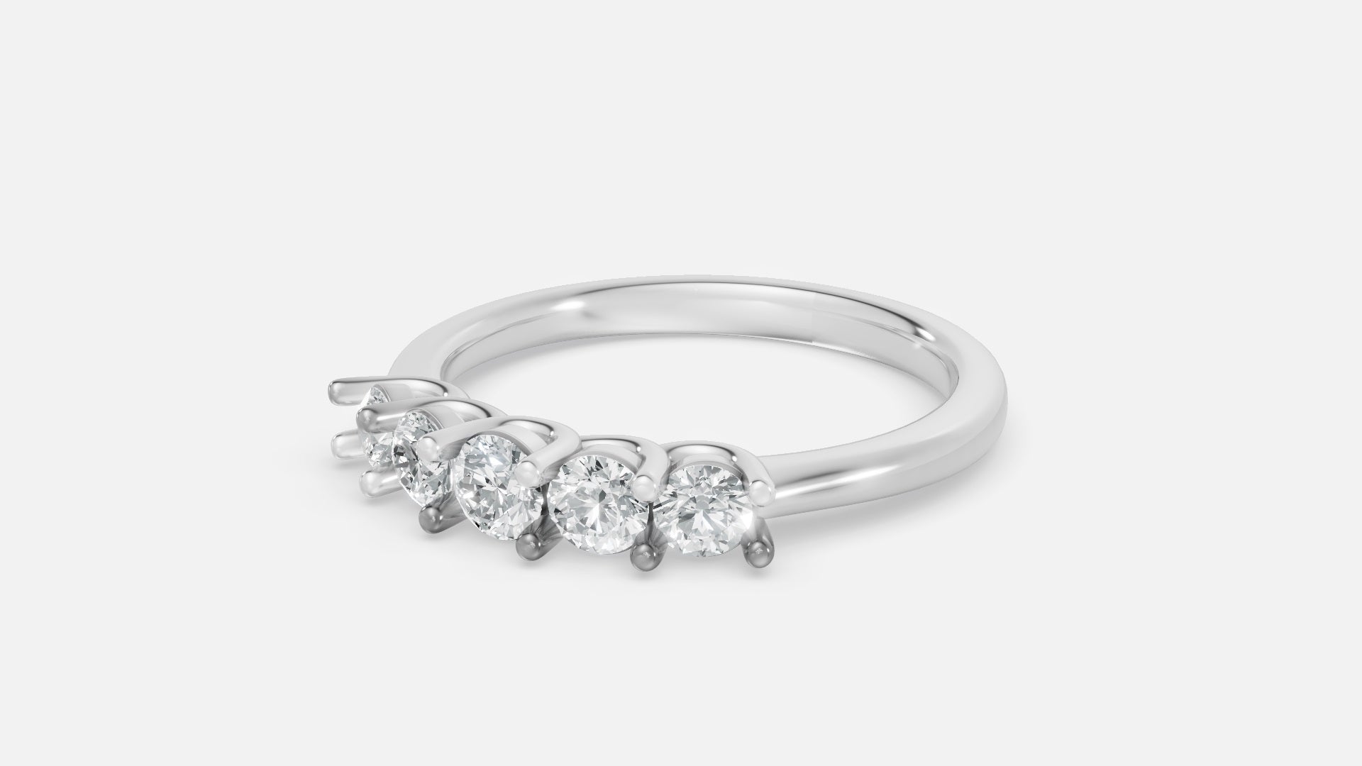 925 Silver 5-Stone Diamond Band Ring (0.51 Ct VVS)