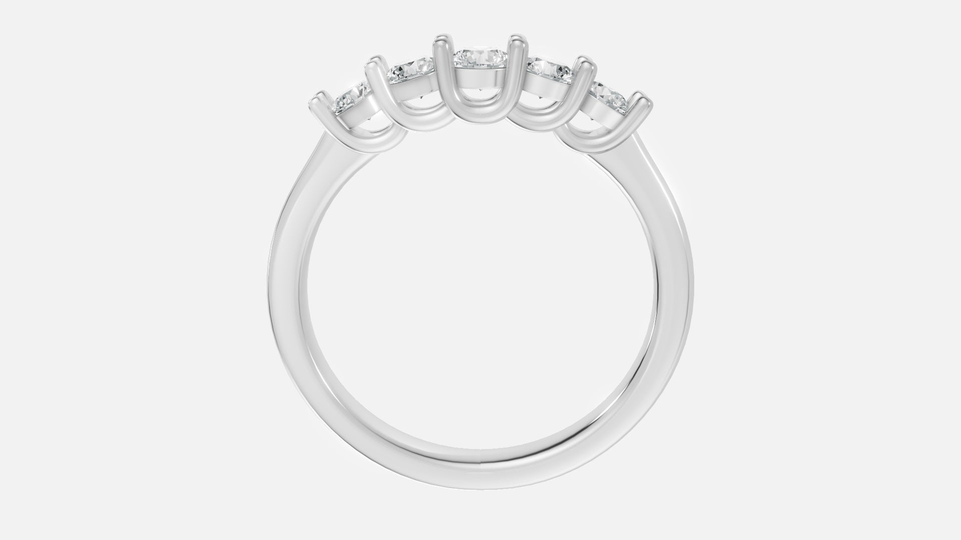 925 Silver 5-Stone Diamond Band Ring (0.51 Ct VVS)