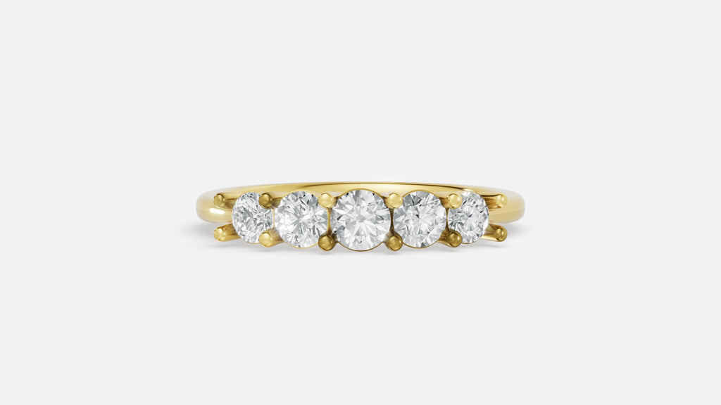 18K Gold 5-Stone Diamond Band Ring (0.51 Ct VVS)