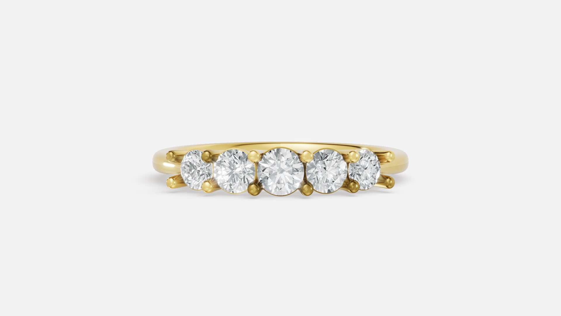 18K Gold 5-Stone Diamond Band Ring (0.51 Ct VVS)