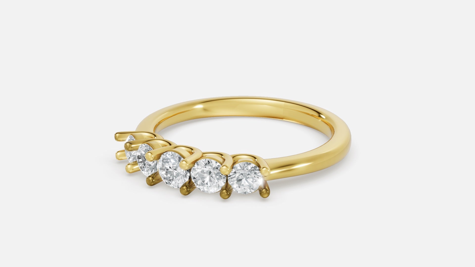 18K Gold 5-Stone Diamond Band Ring (0.51 Ct VVS)