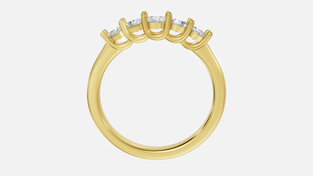 18K Gold 5-Stone Diamond Band Ring (0.51 Ct VVS)