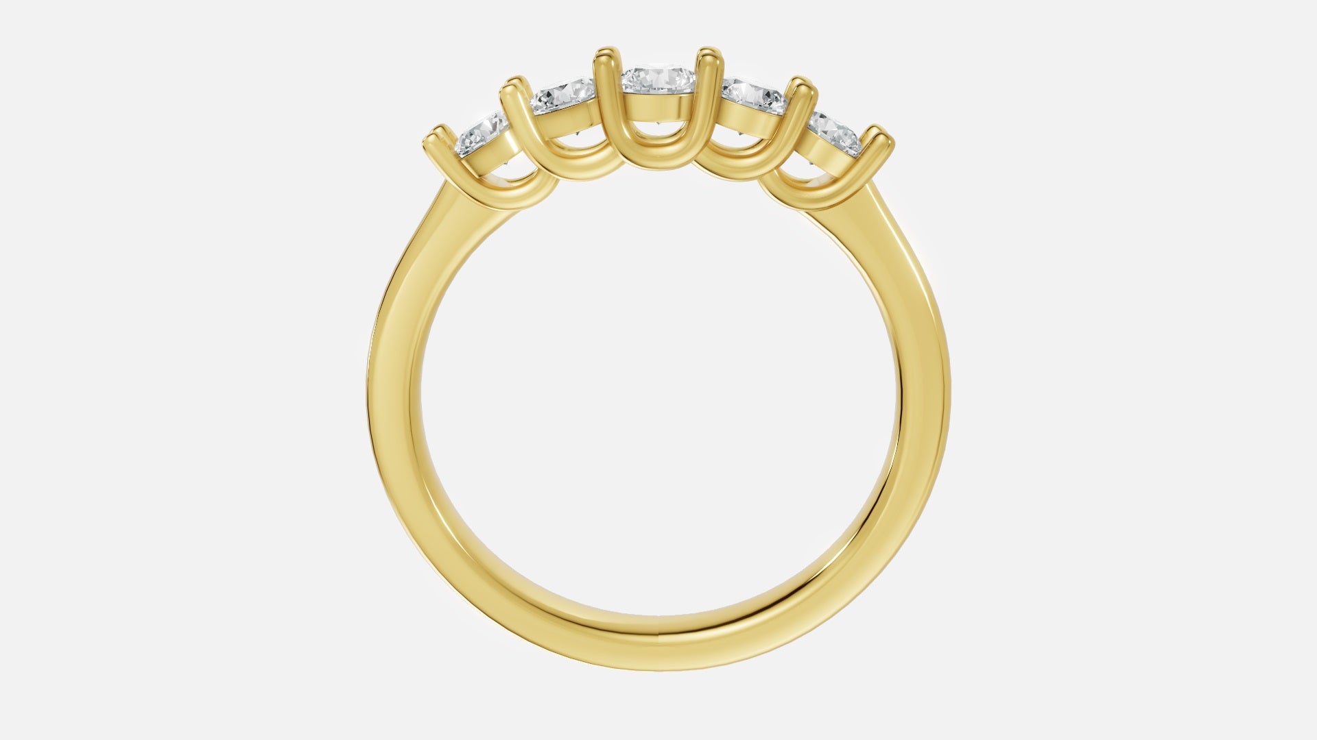 18K Gold 5-Stone Diamond Band Ring (0.51 Ct VVS)