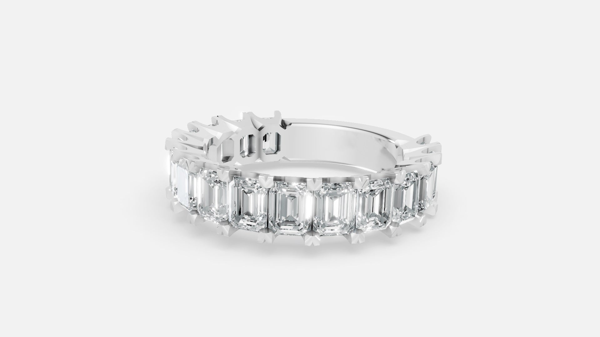 925 Silver Diamond Half Eternity Ring – Lab Grown VVS
