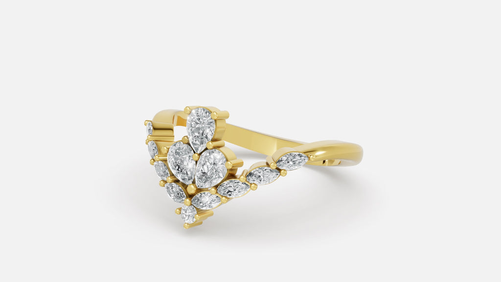 18K Gold CVD Diamond Ring VVS EF Luxury Fine Jewelry