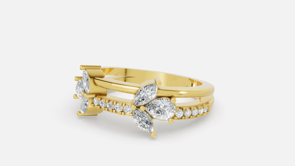 18K Gold CVD Diamond Ring VVS EF Luxury Fine Ring