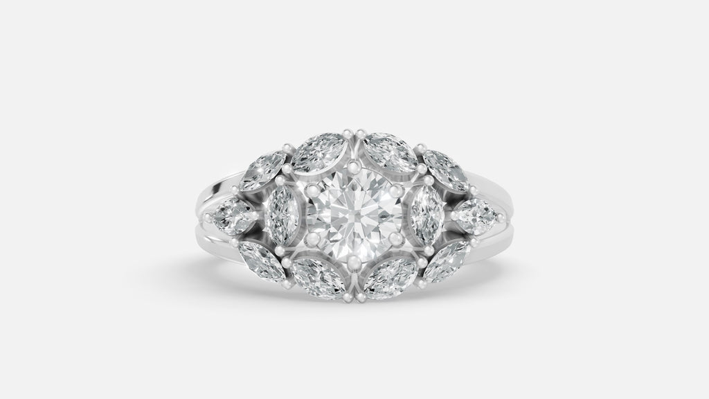 Silver CVD Diamond Engagement Ring VVS Elegant Design