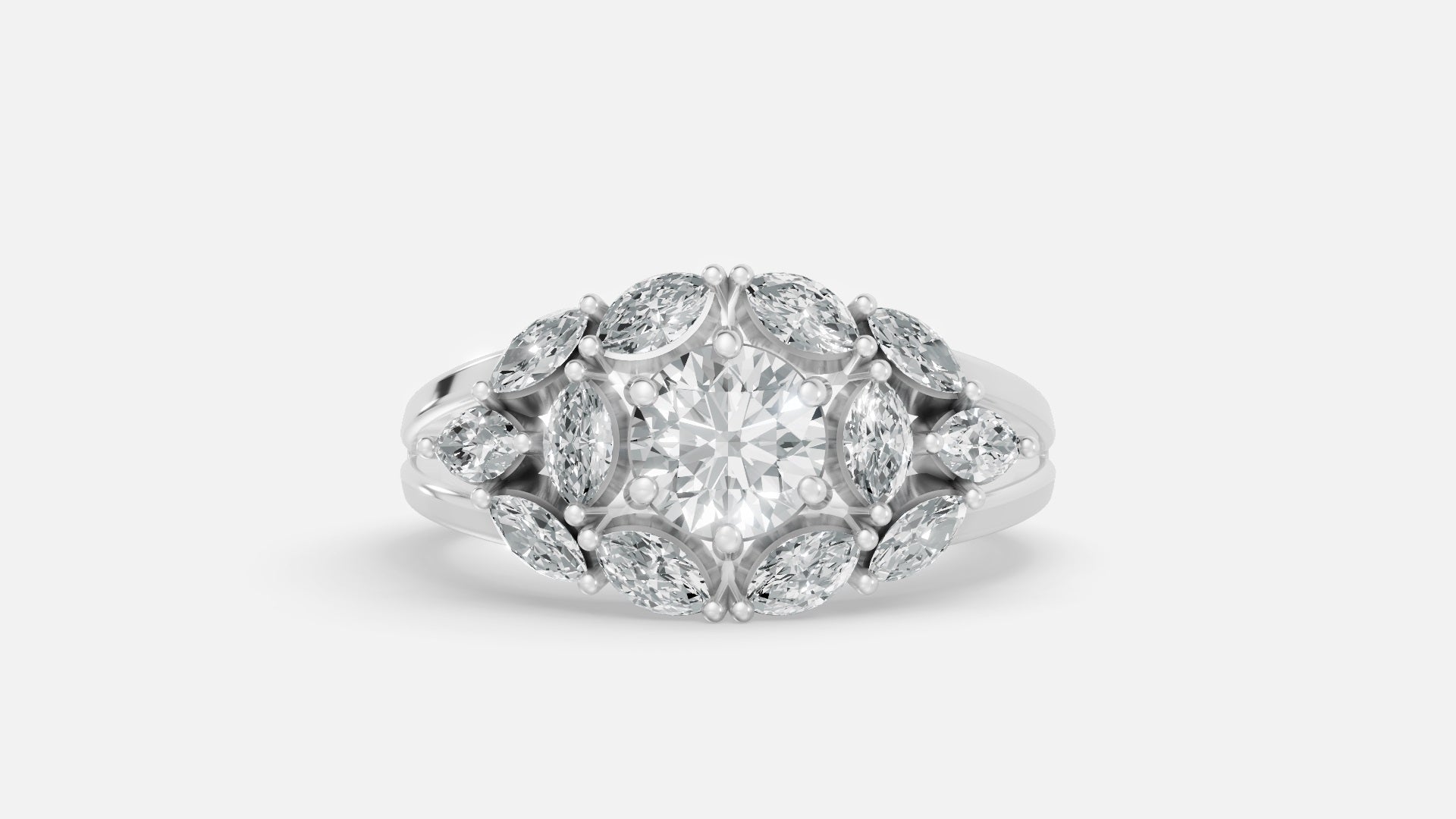Silver CVD Diamond Engagement Ring VVS Elegant Design