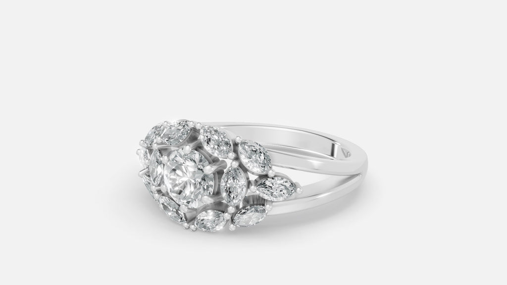Silver CVD Diamond Engagement Ring VVS Elegant Design