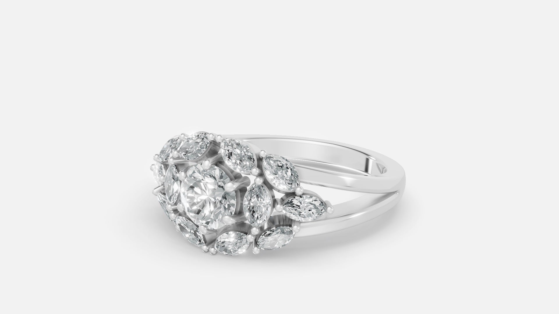 Silver CVD Diamond Engagement Ring VVS Elegant Design