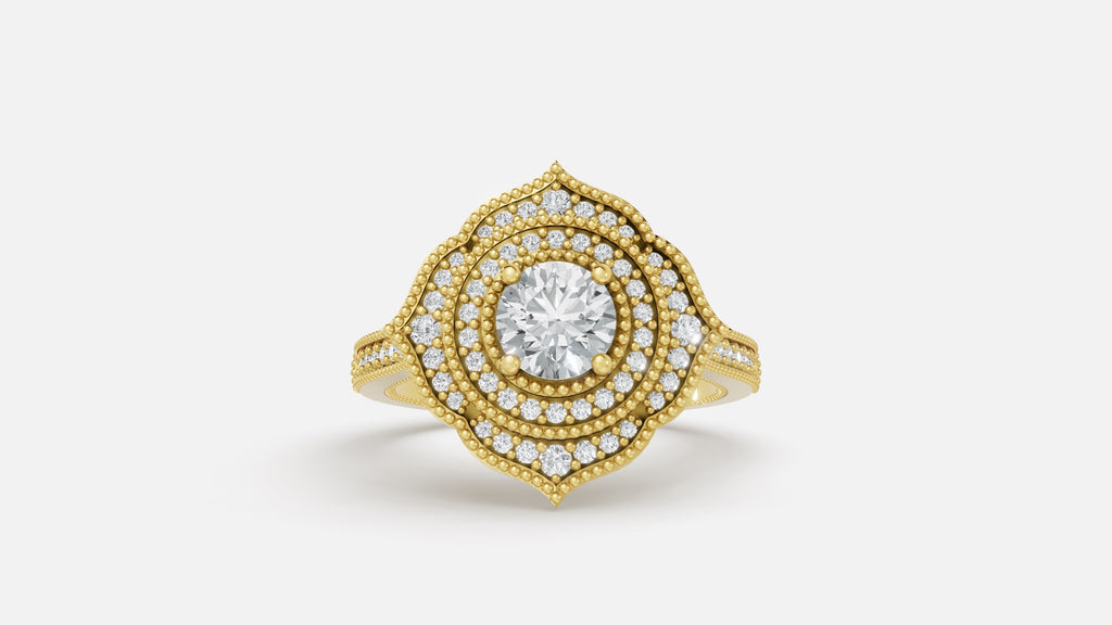 18K Gold CVD Diamond Engagement Ring VVS EF Luxury Ring